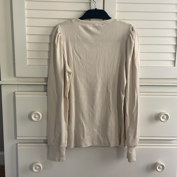 NWT J. Crew Vintage Rib Puff Sleeve Top in Natural, S - Picture 3 of 4